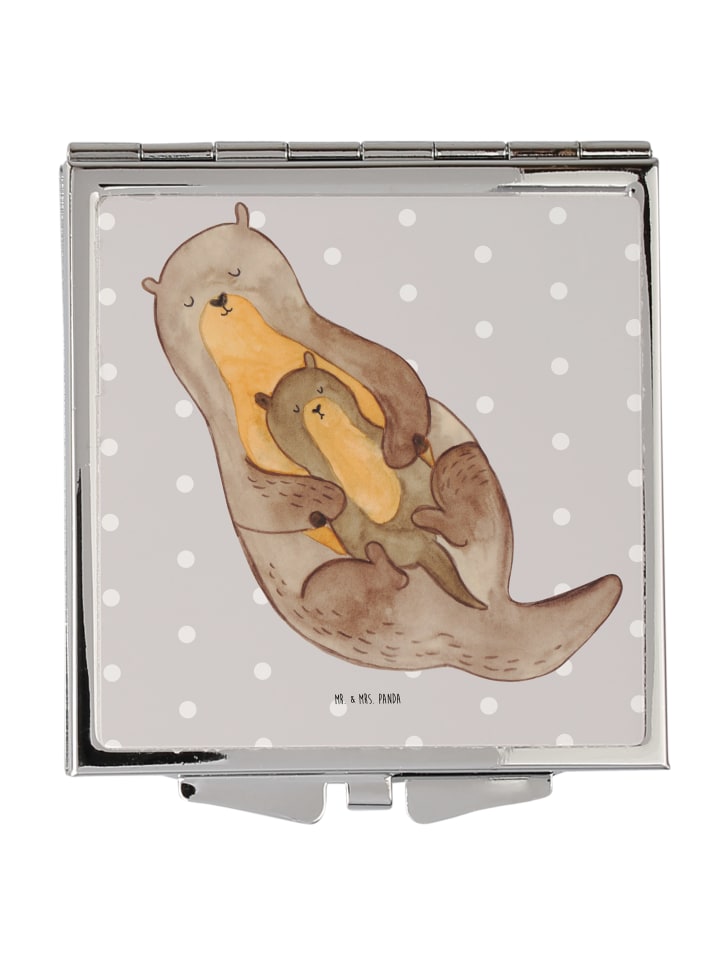 Schminkspiegel Otter Kind ohne Spruch in Grau Pastell