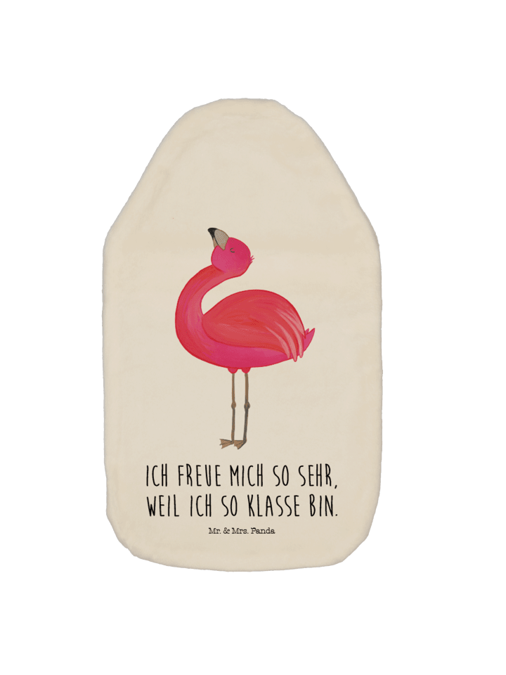 Wärmflasche Flamingo Stolz mit Spruch in Weiß