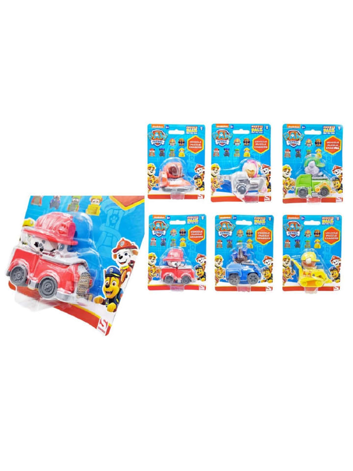 PAW Patrol Radiergummi Spielzeugautos Set mit 3 zufälligen Fahrzeugen für Kinder in Mehrfarbig