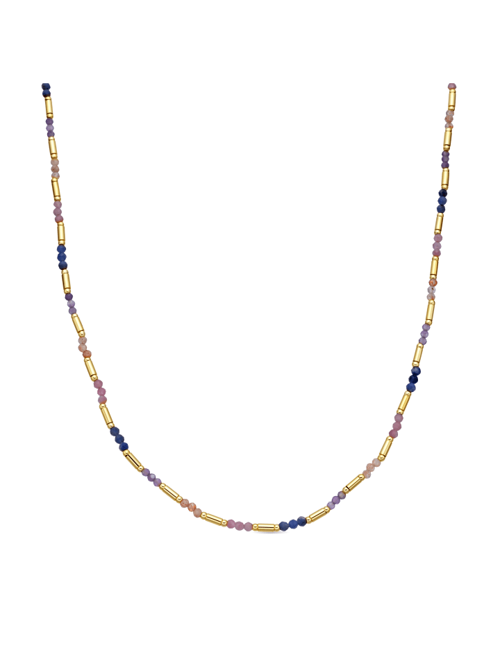 Halskette aus mehrfarbigem Glas mit 18-karätiger Gelbgold-Oberfläche – Athas