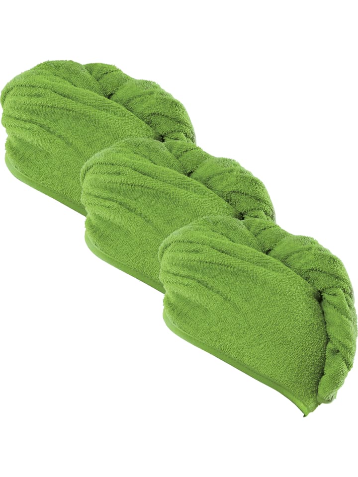 Frottier Turban 3er-Pack in apfelgrün