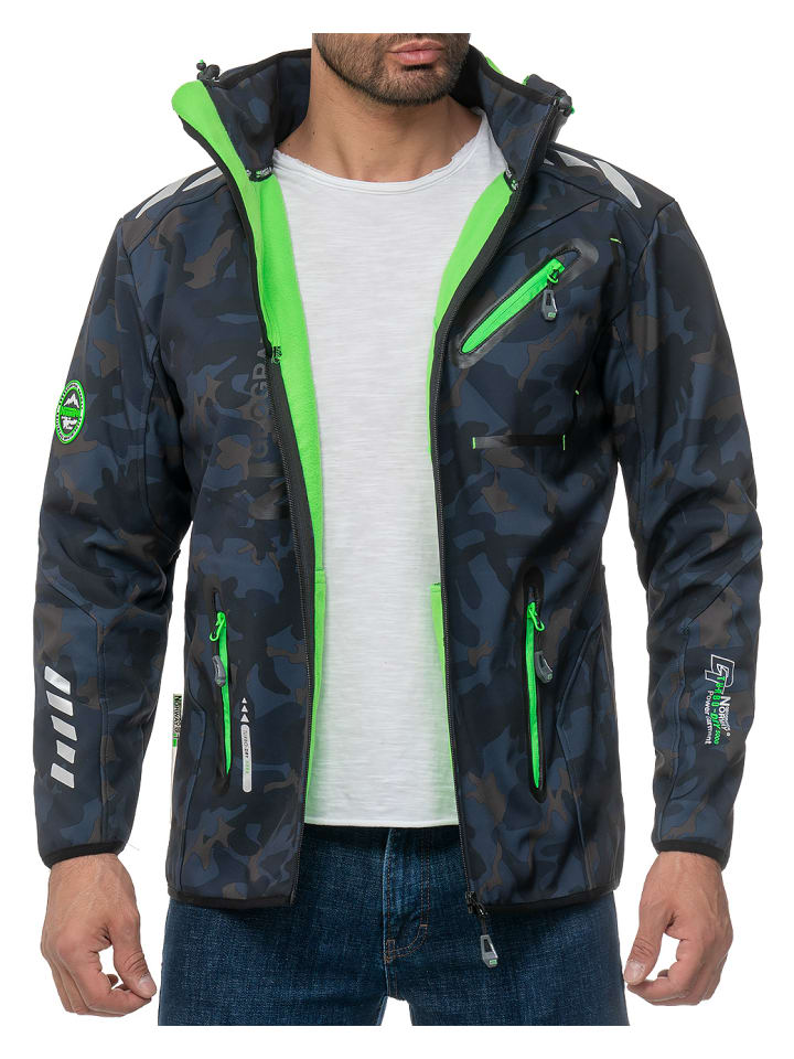 Herren Regular Fit Softshelljacke in Navy-Green