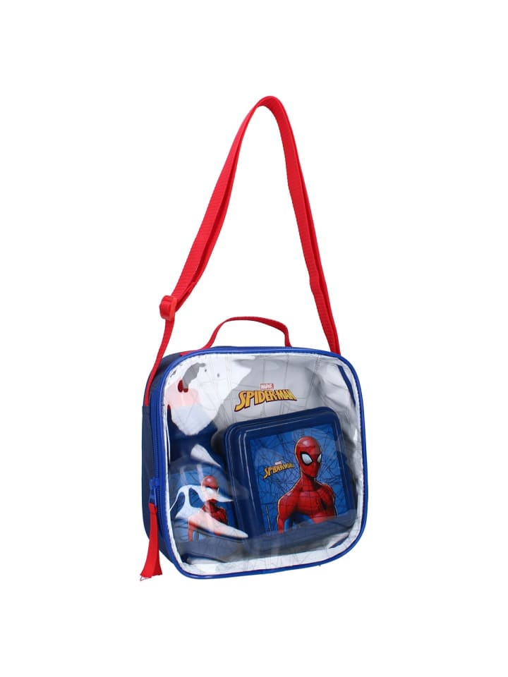 Spiderman Lunchbag inklusive Lunchbox und Trinkflasche für Kinder in Blau