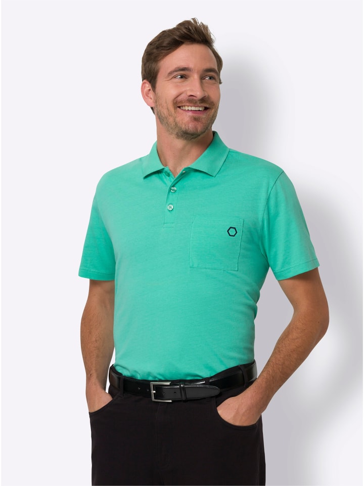 Kurzarm-Poloshirt in blaugrün