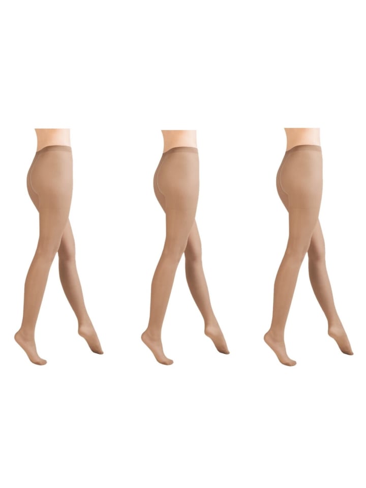 Klassische 3er Pack Strumpfhosen für Damen 40 DEN - Tan in Tan