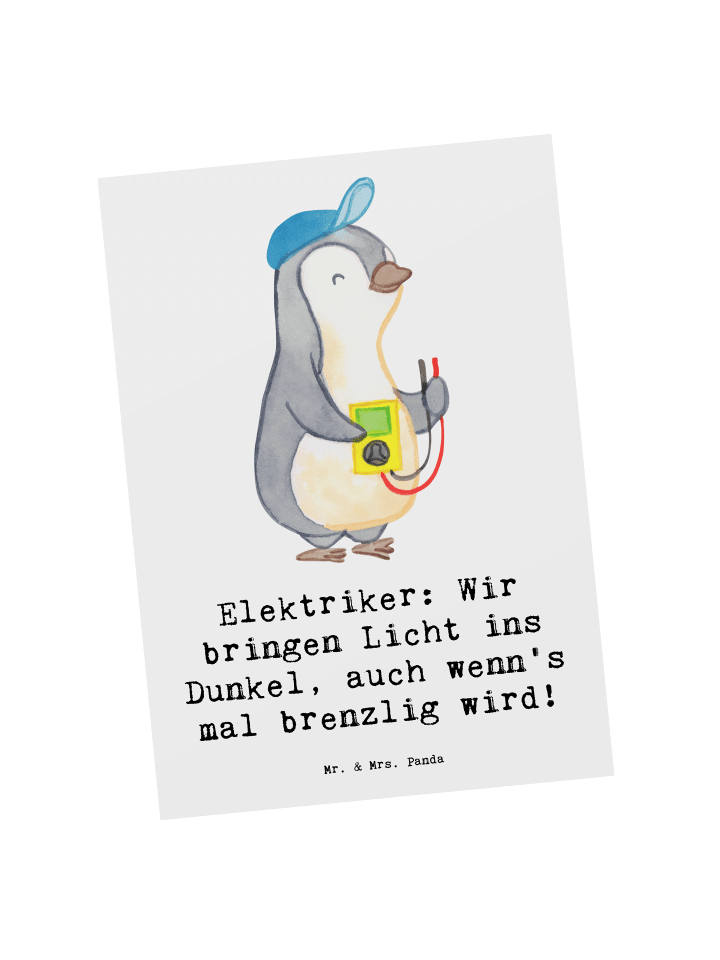 Postkarte Elektriker Lichtbringer mit Spruch in Weiß