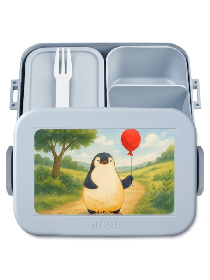 Bentobox Pinguin Luftballon Design ohne Spruch in Blau Pastell
