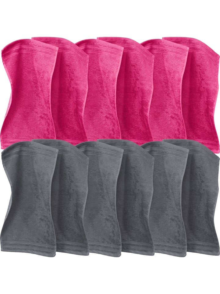 Frottier Gästetuch im 12er-Pack Heidelberg in pink-anthrazit