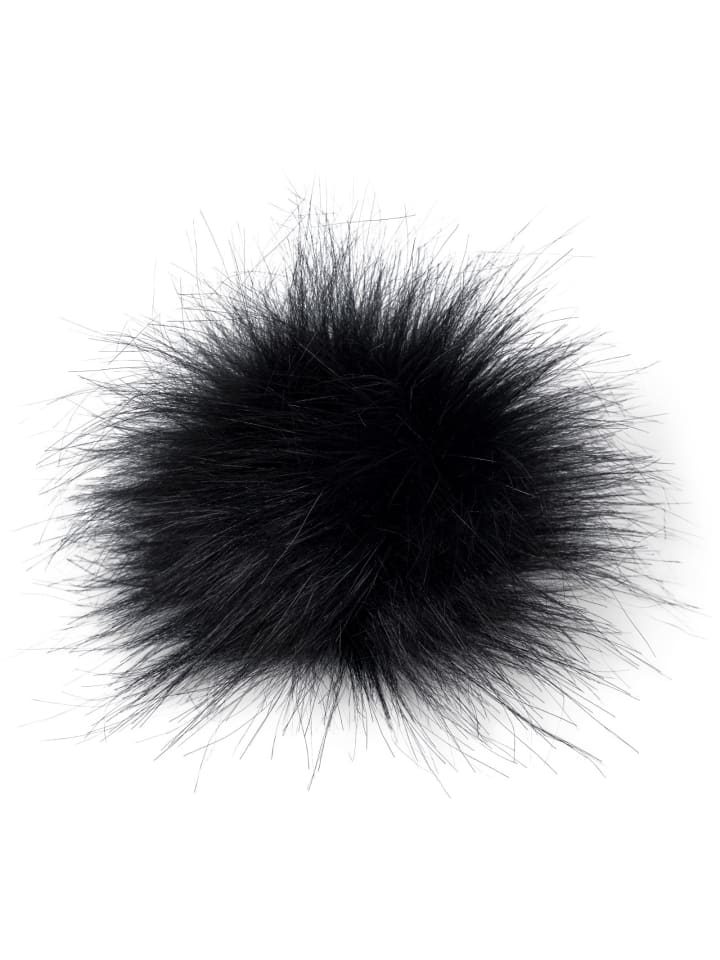 Kunstfell Bommel Fake Fur in Schwarz