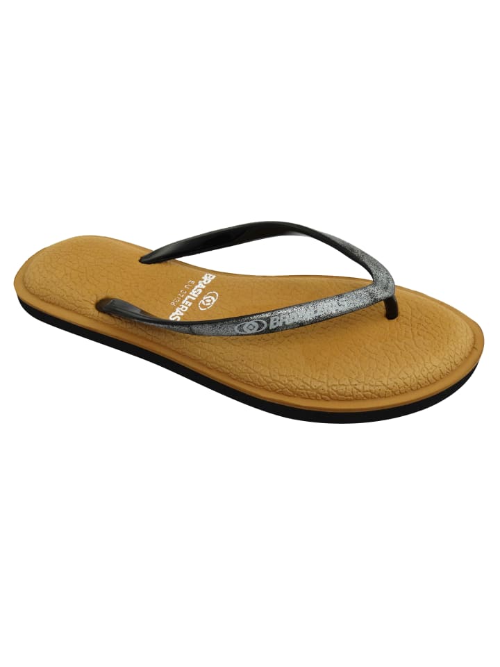Zehentrenner "Softy Combi" in Braun/Silber