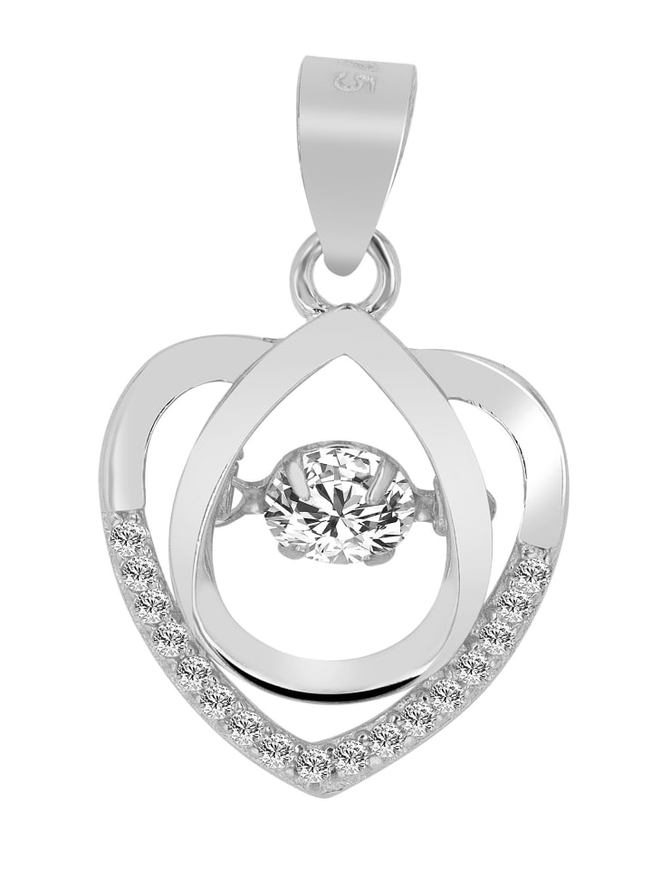 Damen Anhänger – Herz Herzanhänger aus 925 Silber mit Zirkonia in silber