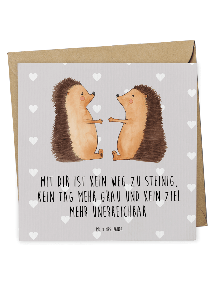 Deluxe Karte Igel Liebe mit Spruch in Grau Pastell