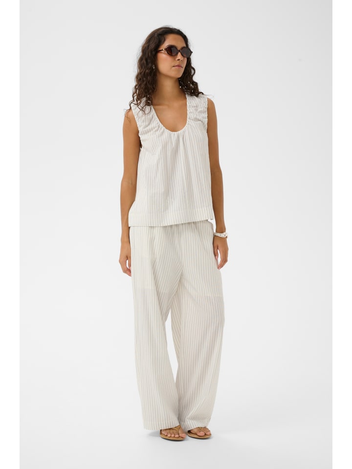Langarm-Bluse SLCandela Gerade Passform in White w. Blue Stripes