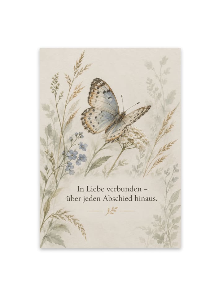 Trauerspruchkarte Schmetterling tröstlich Desig... in Weiß