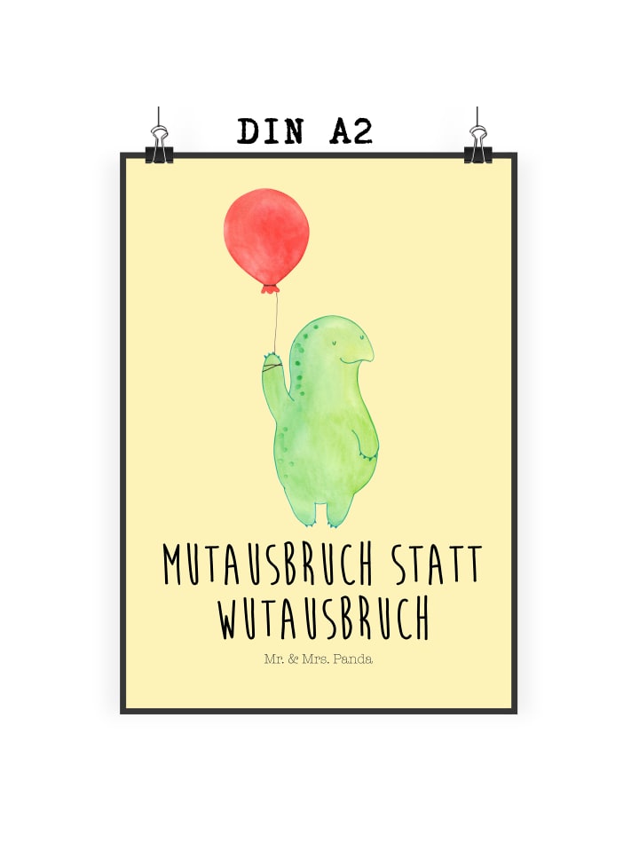 Print Schildkröte Luftballon mit Spruch in Gelb Pastell