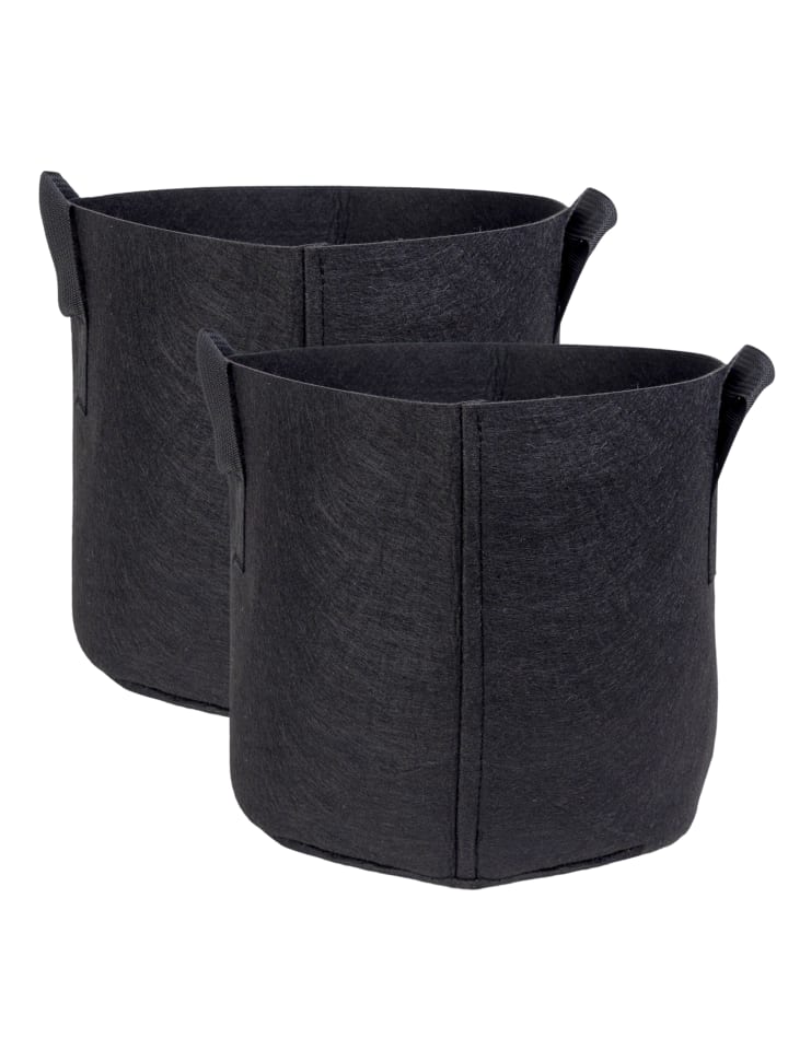 Vlies Pflanzsack - Pflanzen Übertopf in 2x Schwarz - 26L - 35x30cm