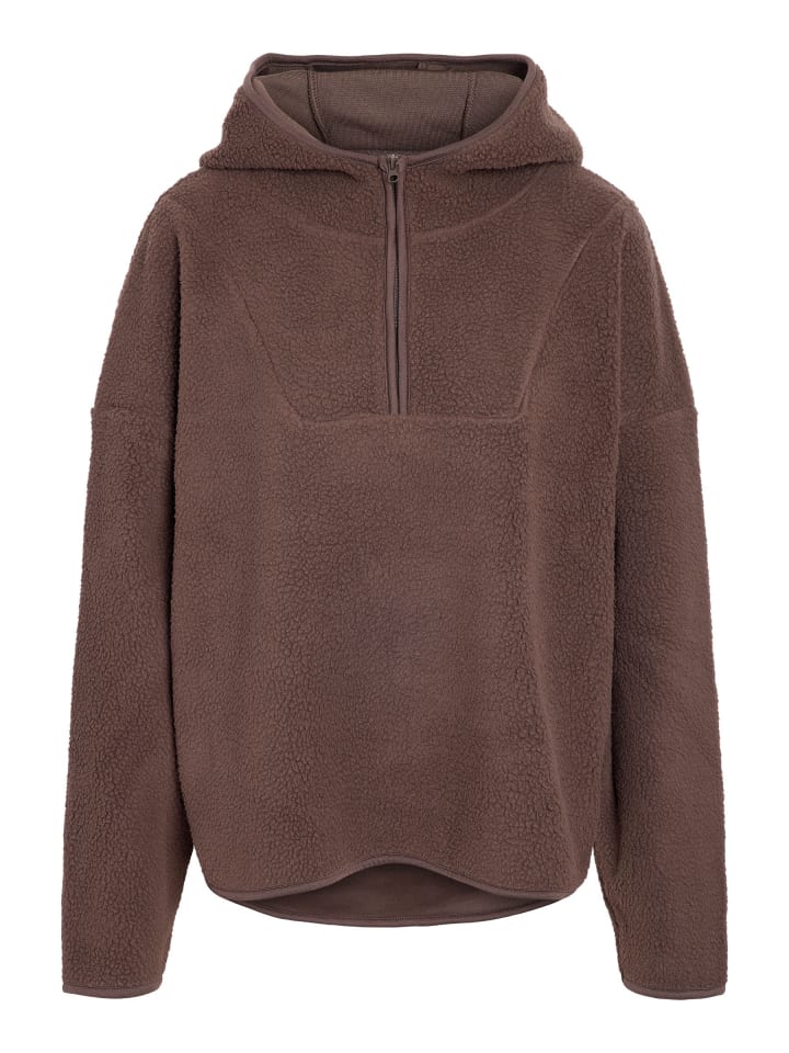 Fleece mit halbem Reißverschluss in Chocolate Brown1