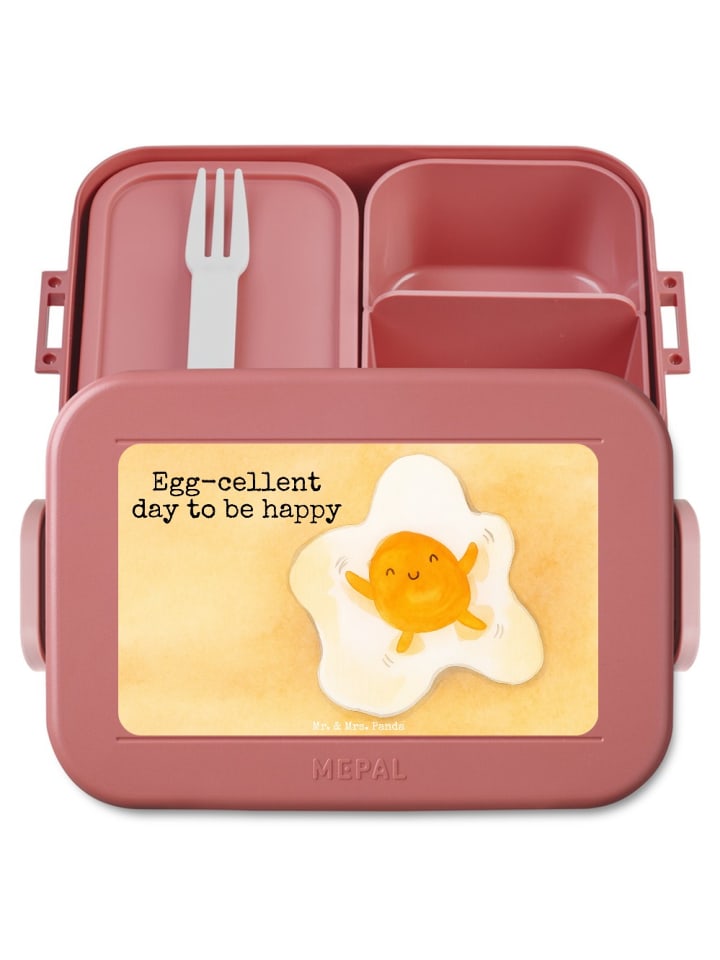 Brotdose Spiegelei Ei Design mit Spruch in Rot Pastell