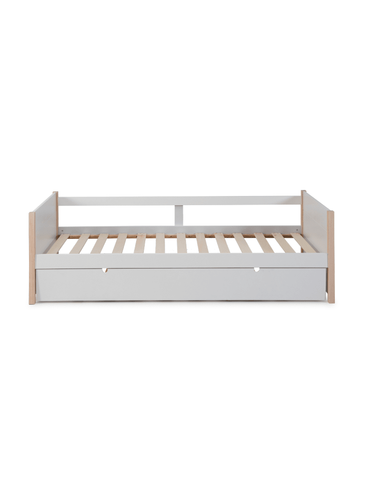 Schubladenbett CLÉMENCE in Weiß - (W)200 x (H)62 x (L)98,5 cm