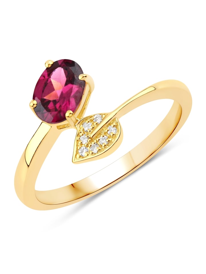 Ring aus Sterling Silber aus Rhodolith in gelbgold