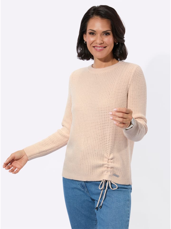 Rundhals-Pullover in elfenbein