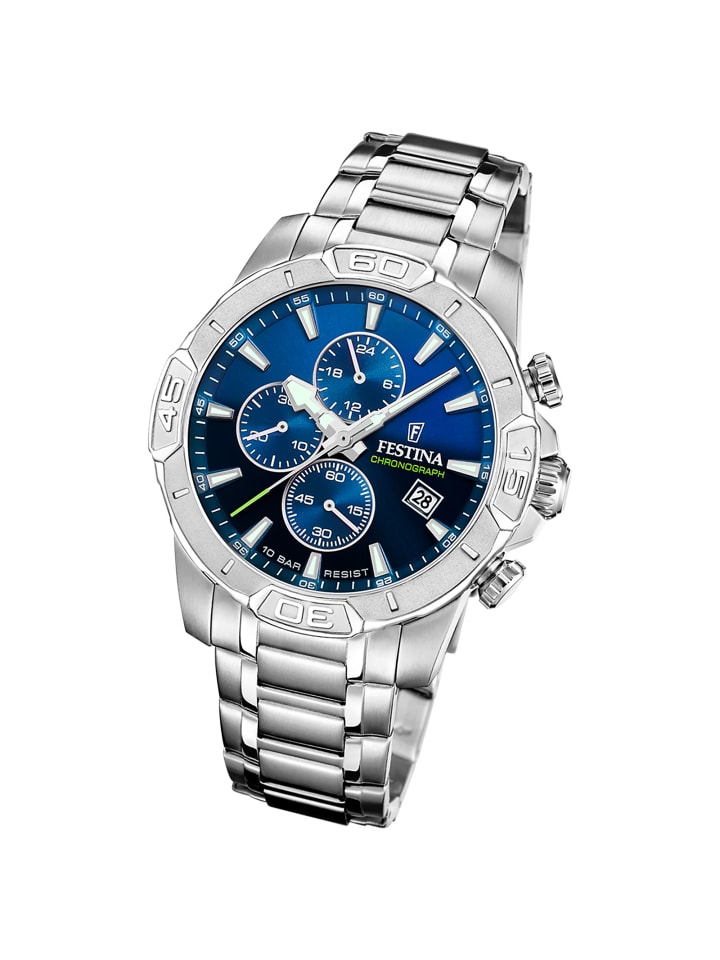 Chronograph-Armbanduhr Festina Timeless Chronograph silber groß (ca. 45mm)