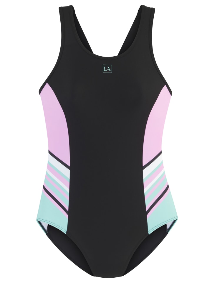 Badeanzug in schwarz-mint