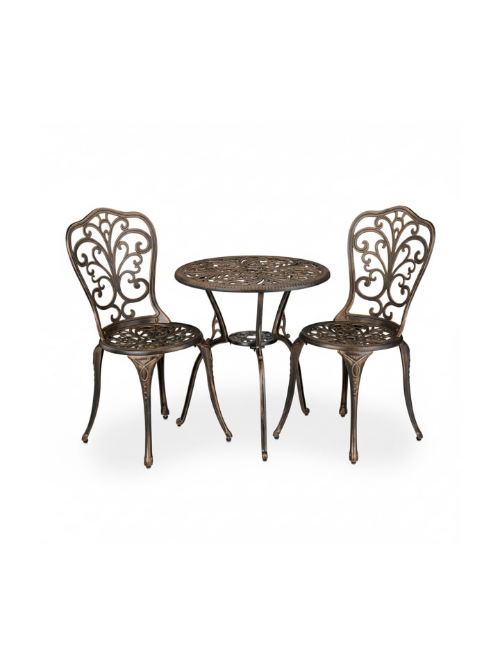 3-tlg. Gartenmöbel Set in Schwarz/ Bronze