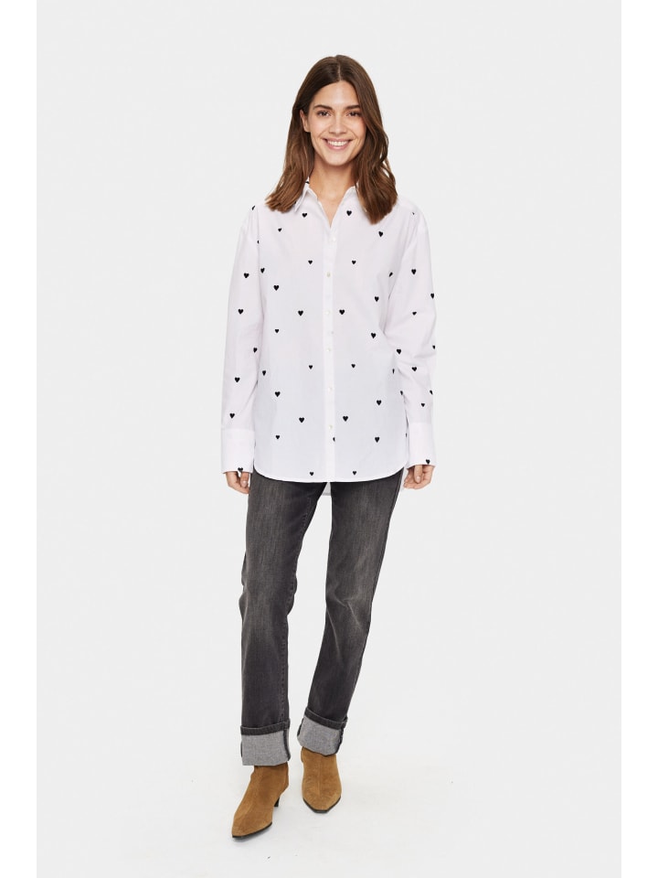 Langarm - Hemd DianneSZ Oversize fit in Ice Black Hearts