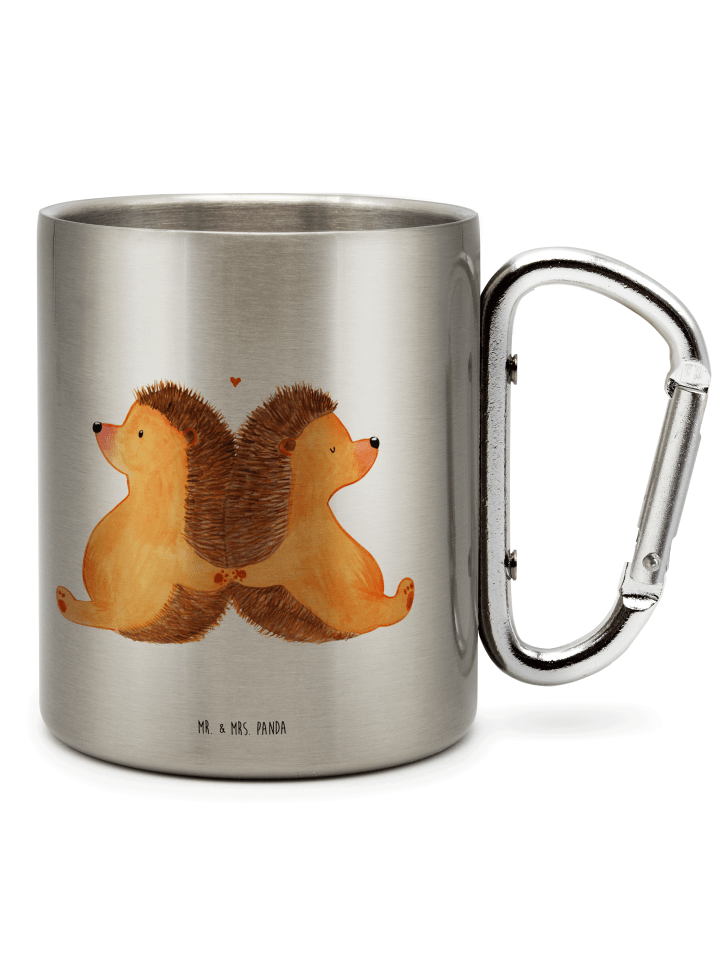 Tasse Igel händchenhaltend ohne Spruch in Silber