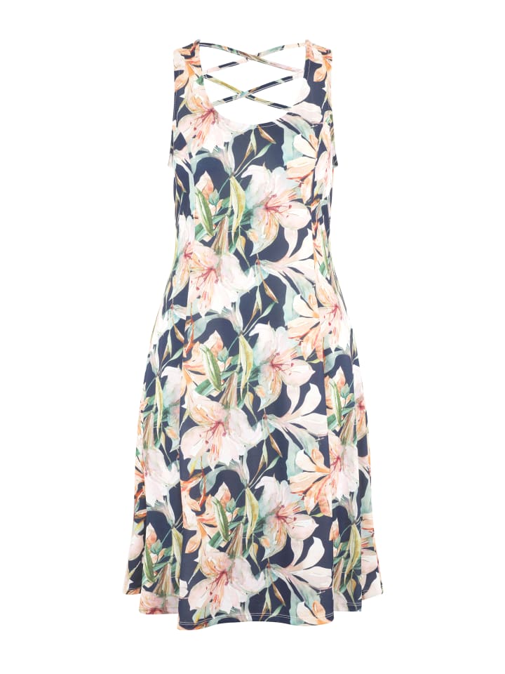Sommerkleid in marine-apricot-bedruckt