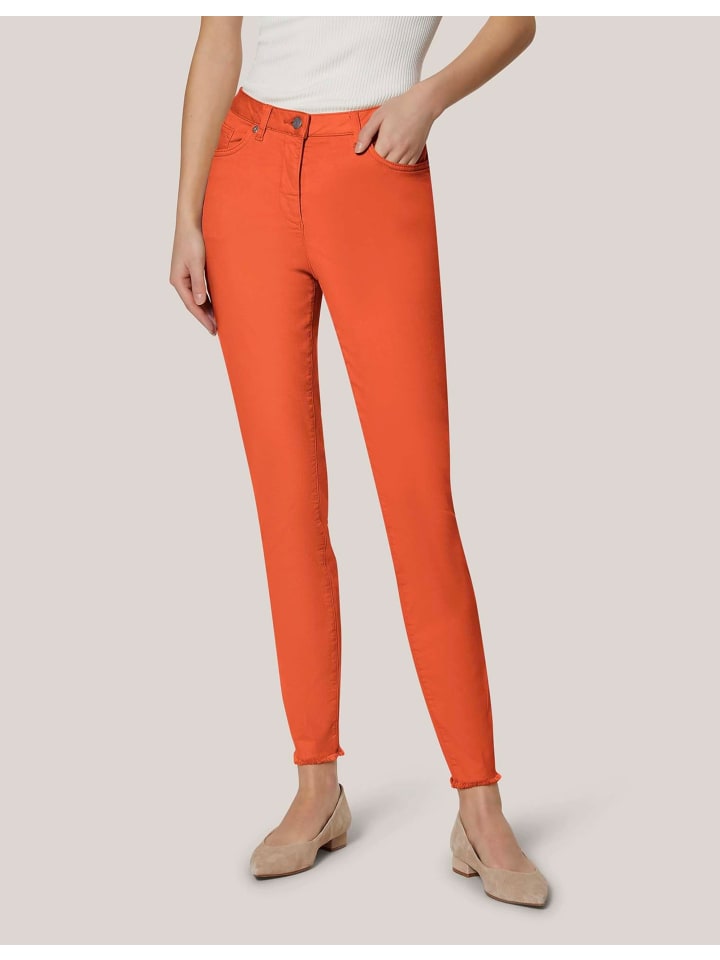 Mid Waist Skinny-Hose mit Fransen in cyclam