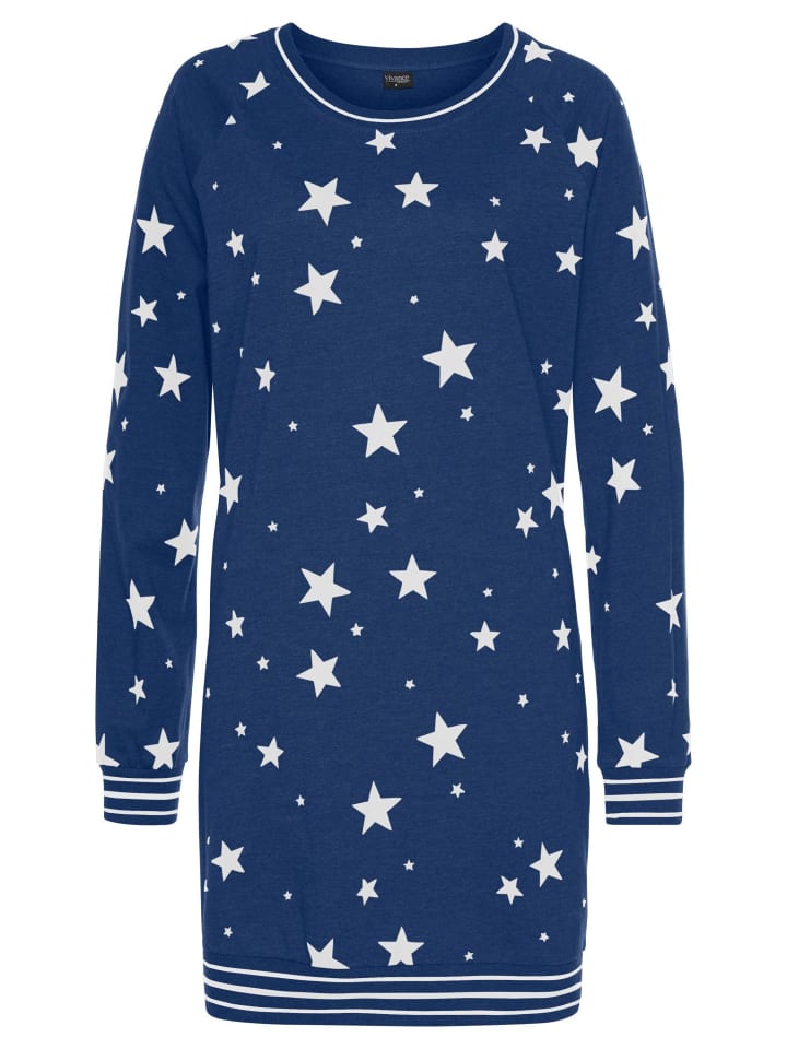 Sleepshirt in dunkelblau-gemustert