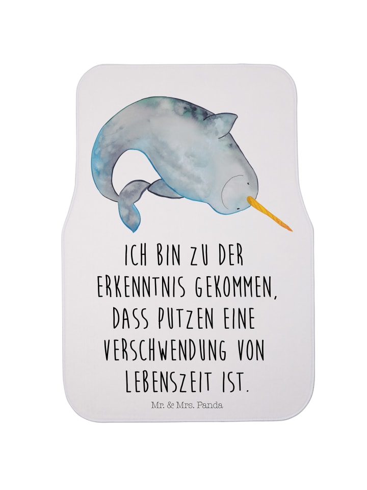 Autoteppich Narwal mit Spruch in Weiß