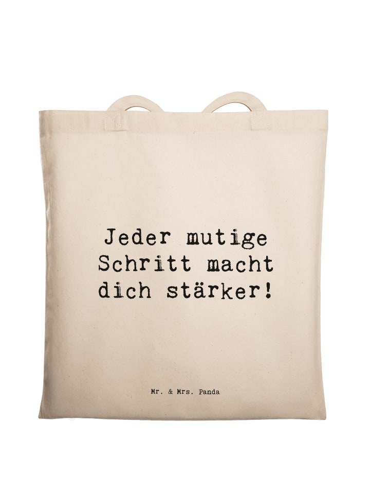 Tasche Spruch Angst überwinden mit Spruch in Creme