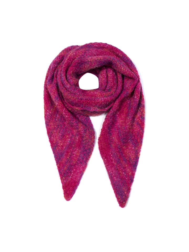 Meliertes Dreieckstuch Strukturstricklook in Pink
