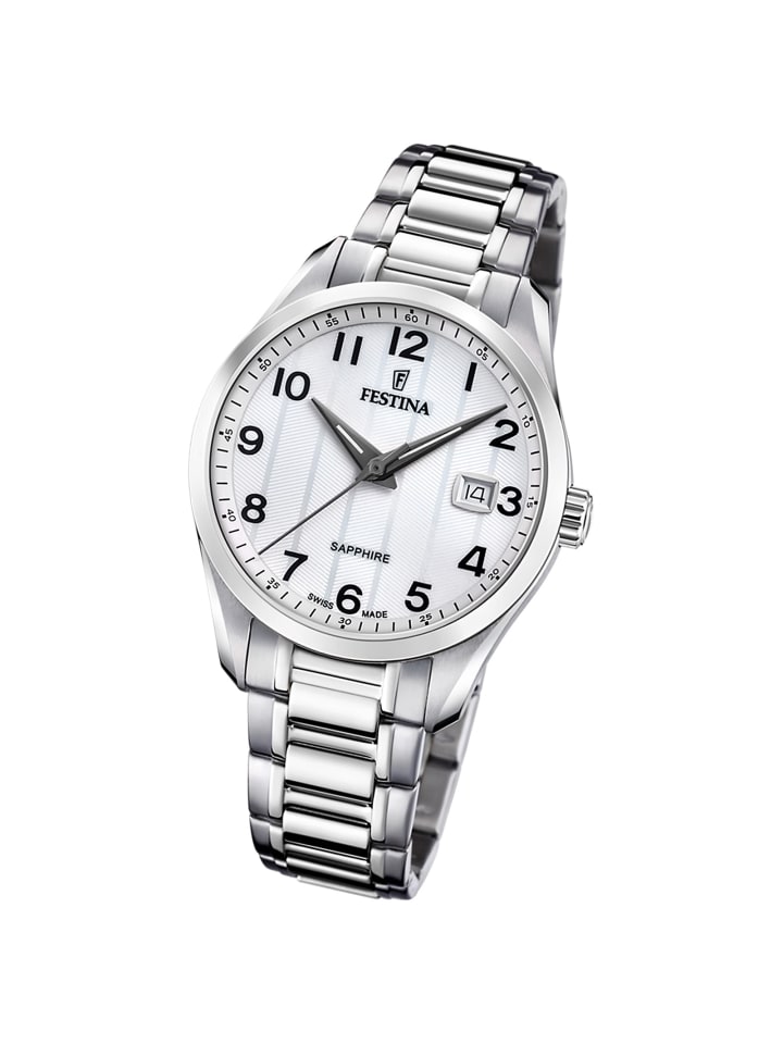 Analog-Armbanduhr Festina Swiss Made silber mittel (ca. 37,5mm)