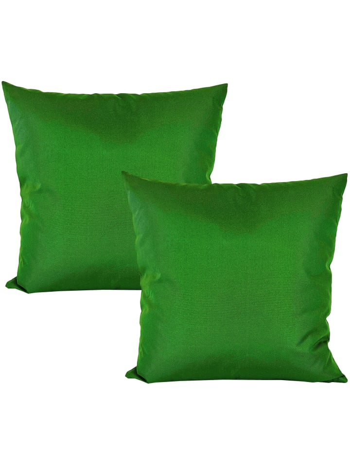 2er Set Outdoor Kissenhülle 45x45cm Uni in Blattgrün