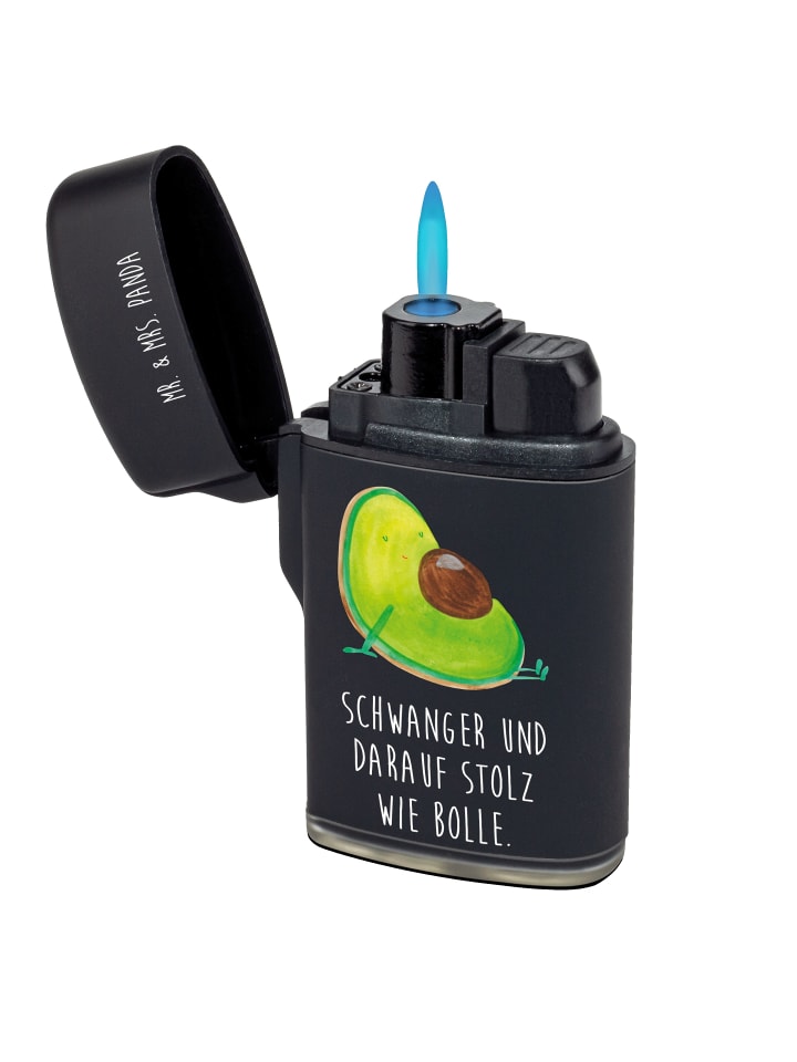 Feuerzeug Avocado Schwangerschaft mit Spruch in Schwarz