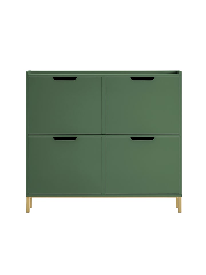 Schuhschrank in Waldgrün matt - (W) 19 x (H) 91 x (L) 100 cm