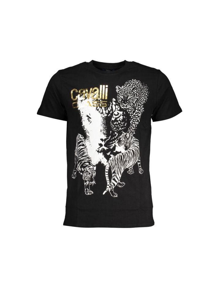 Schwarz Baumwolle Herren T-Shirt