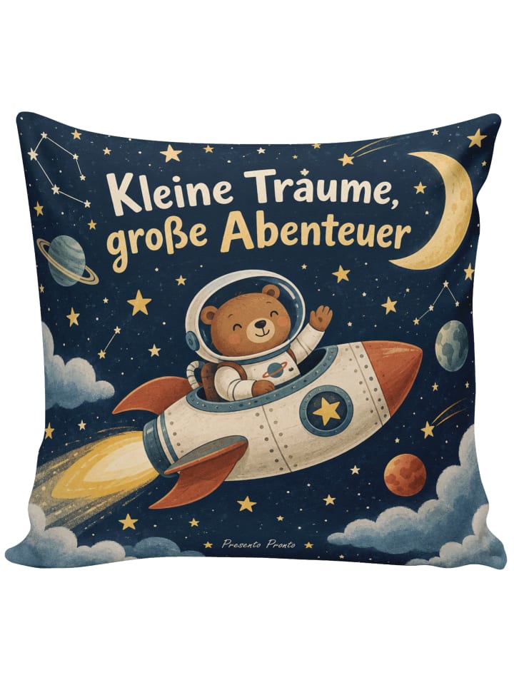 Kissen Bär abenteuerlich Design mit Spruch in Weiß