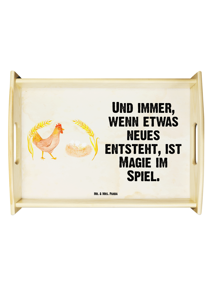 Tablett Huhn Stolz mit Spruch in Vintage