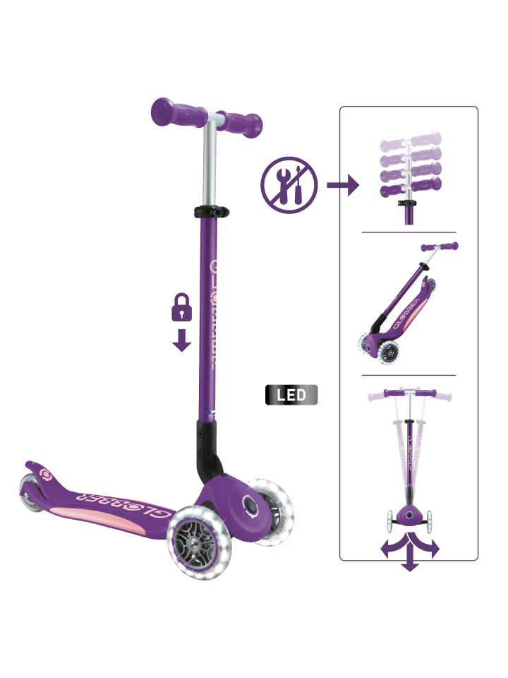 Scooter ELITE LIGHTS Roller in lila, mit Leuchtrollen