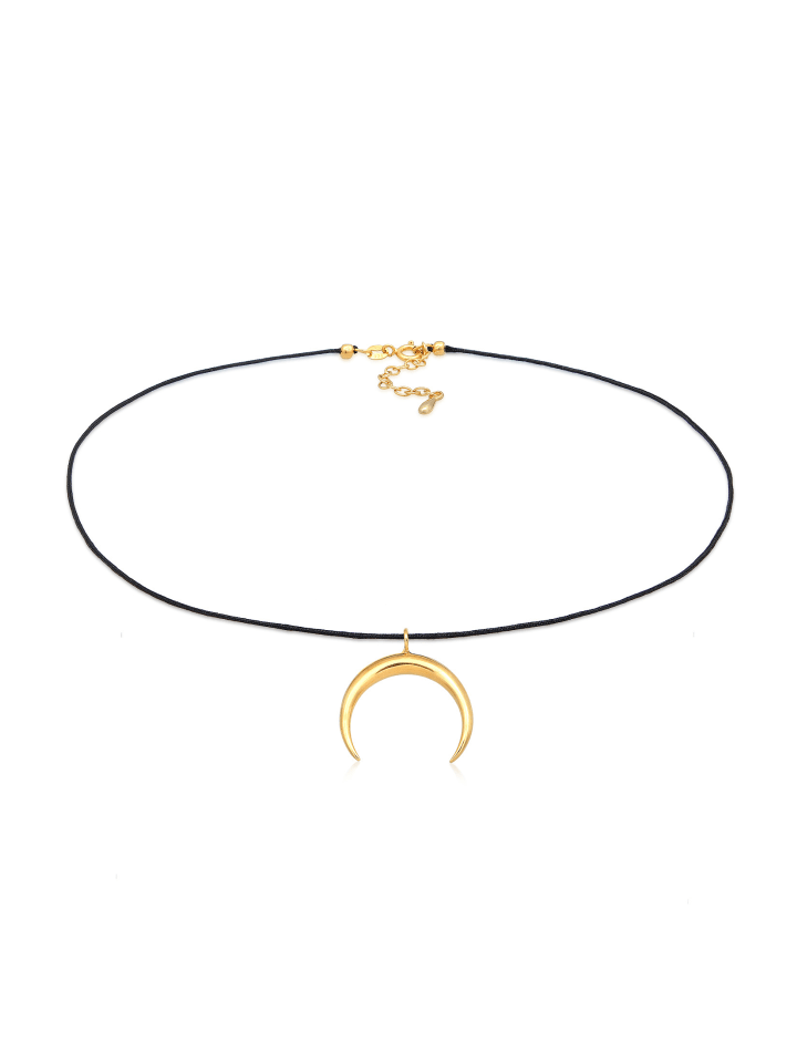 Halskette 925 Sterling Silber Astro, Halbmond in Gold
