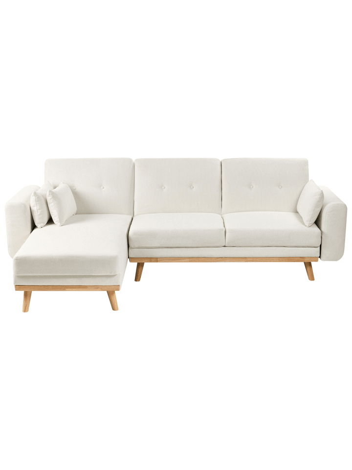 4-tlg 3-Sitzer Sofa KAARINA in Weiß/Braun rechtsseitig