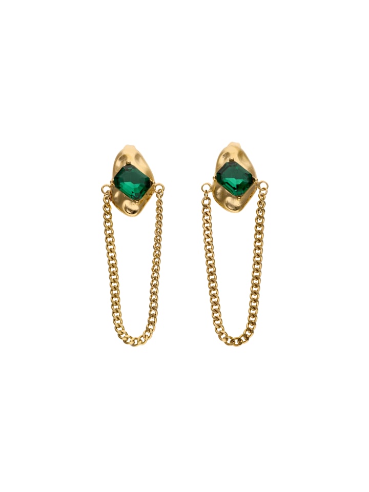 Women Earrings in Gold Green