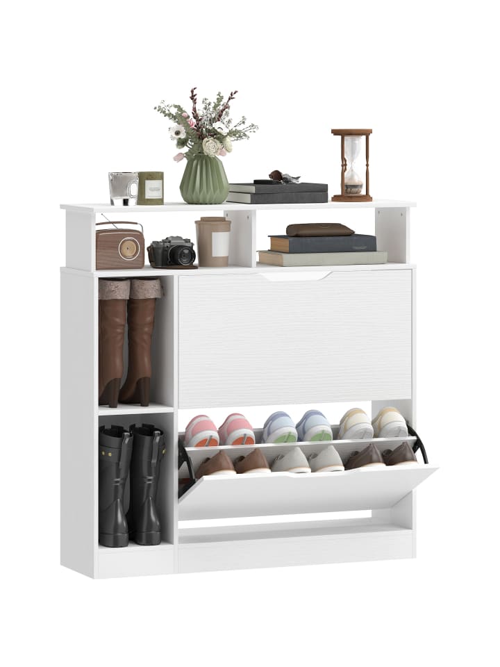 Schuhschrank-89L x 25B x 92H cm-Weiß