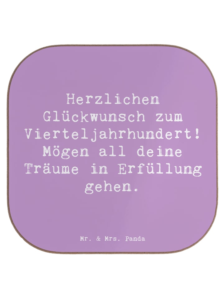 Glasuntersetzer Spruch 25. Geburtstag Freude mi... in Lavendeltraum