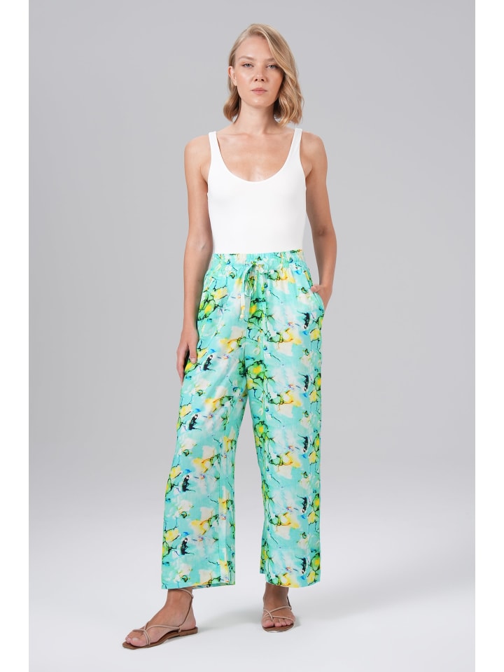 Viola Wide Leg Soft Mint Allover